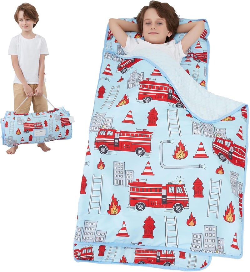 softan Toddler Nap Mat with Pillow and Blanket, Extra Large Rolled Napping Mats,Toddler Sleeping Bag for Daycare,Kids Sleeping Bags for Sleepover,Toddler Sleeping Bag Camping - Image 1